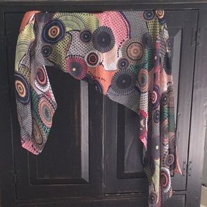 Gorgeous gauzy print scarf in multi colors.